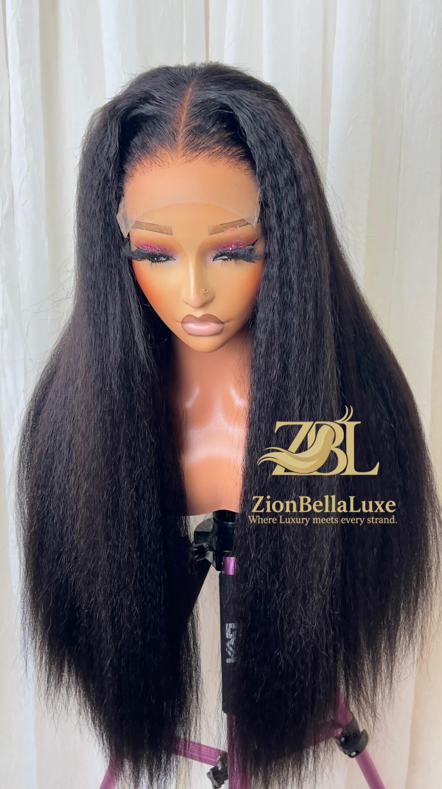 Belle Unit: Kinky Straight Thick Wig, 5*5Transparent Swiss Lace front 28 inches.