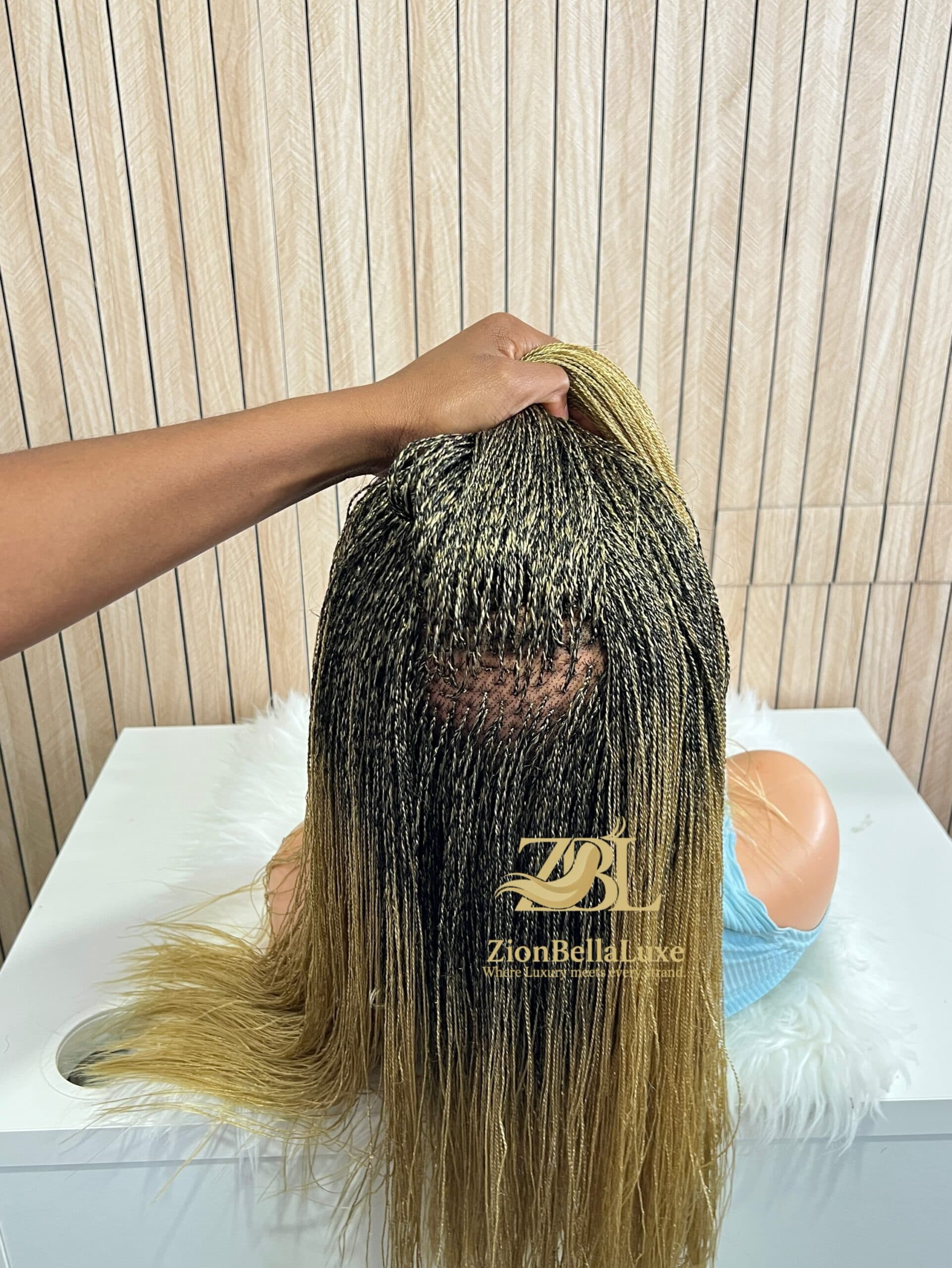 Micro Twist braided Wig 22 inches Blonde Mix ready to ship wig.