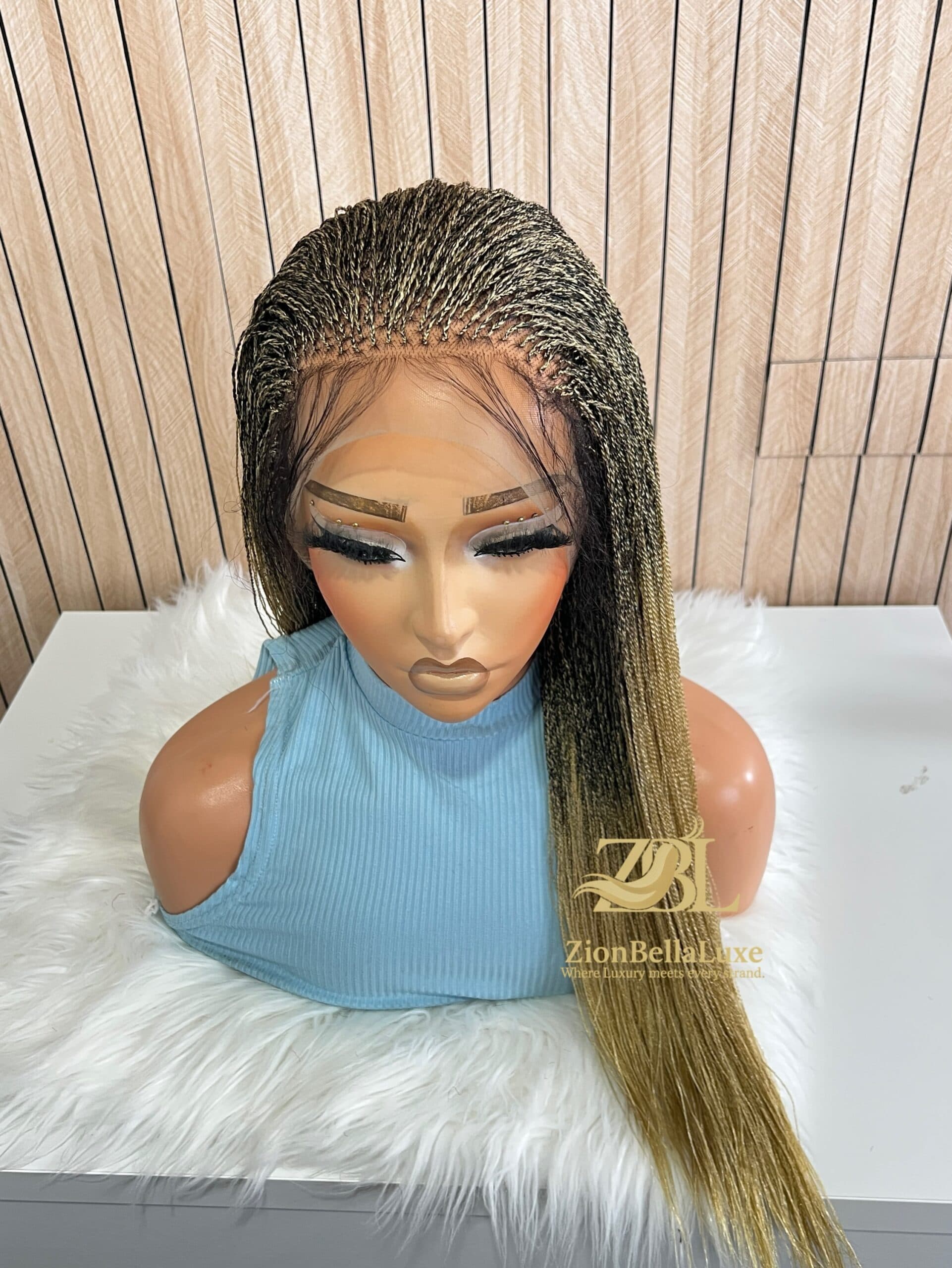 Micro Twist braided Wig 22 inches Blonde Mix ready to ship wig.