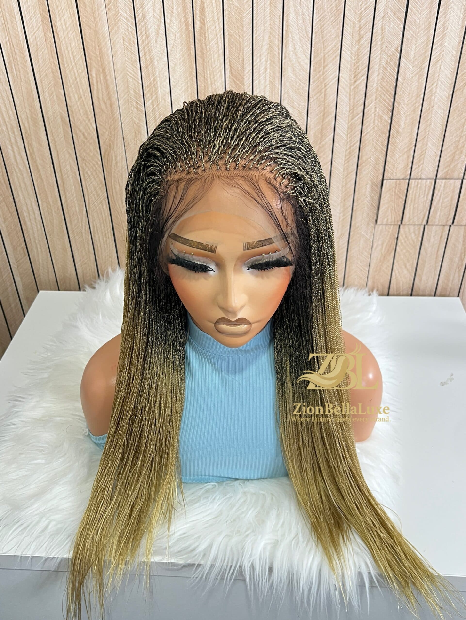 Micro Twist braided Wig 22 inches Blonde Mix ready to ship wig.
