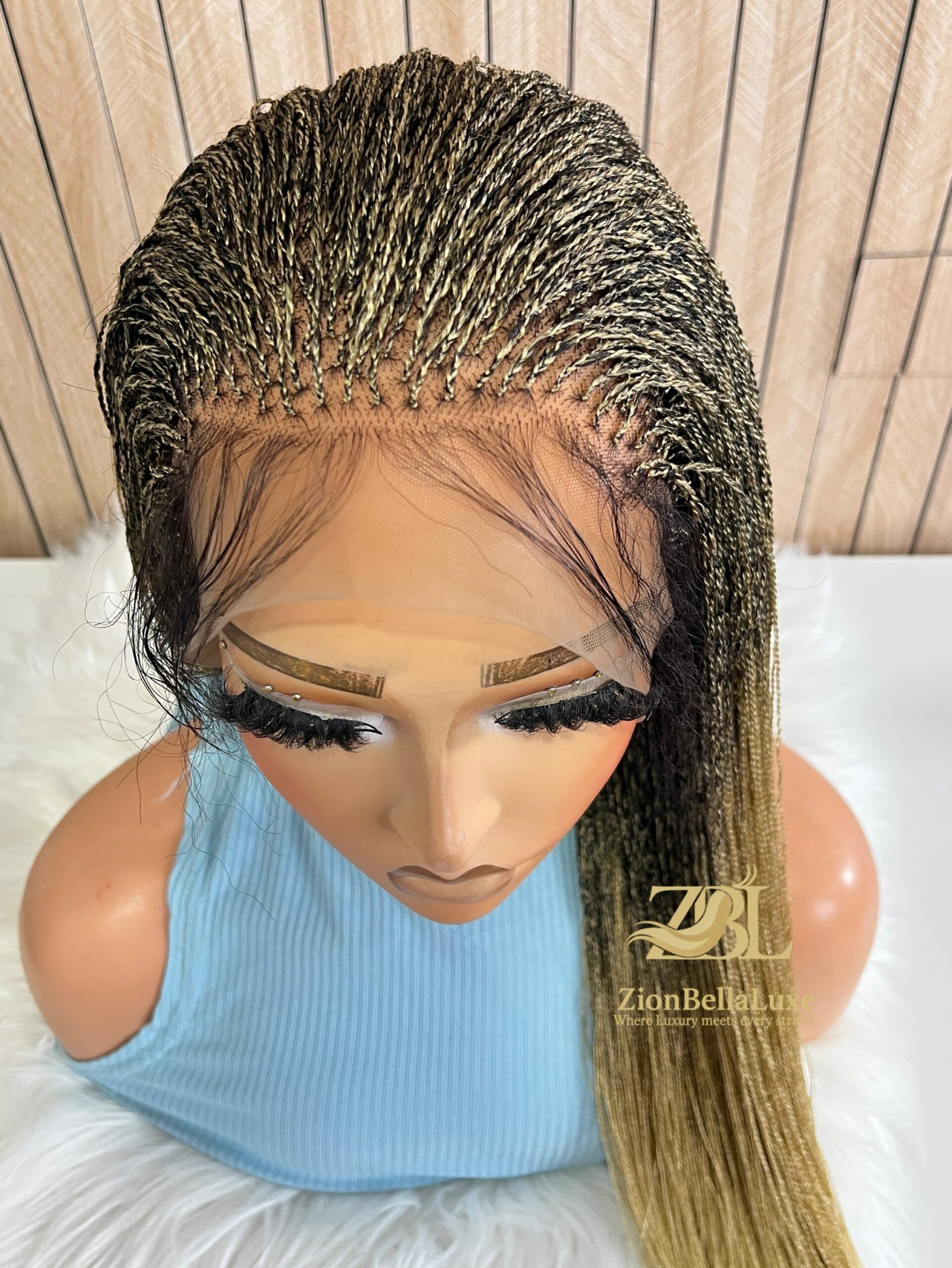 Micro Twist braided Wig 22 inches Blonde Mix ready to ship wig.