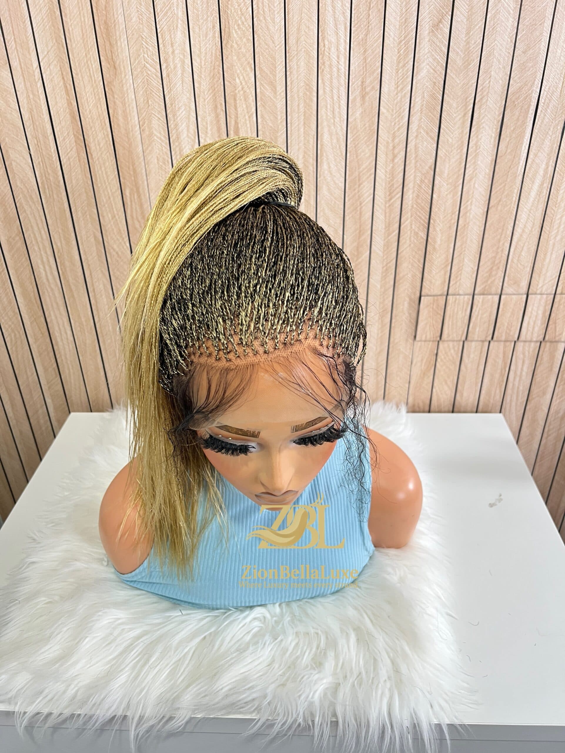 Micro Twist braided Wig 22 inches Blonde Mix ready to ship wig.