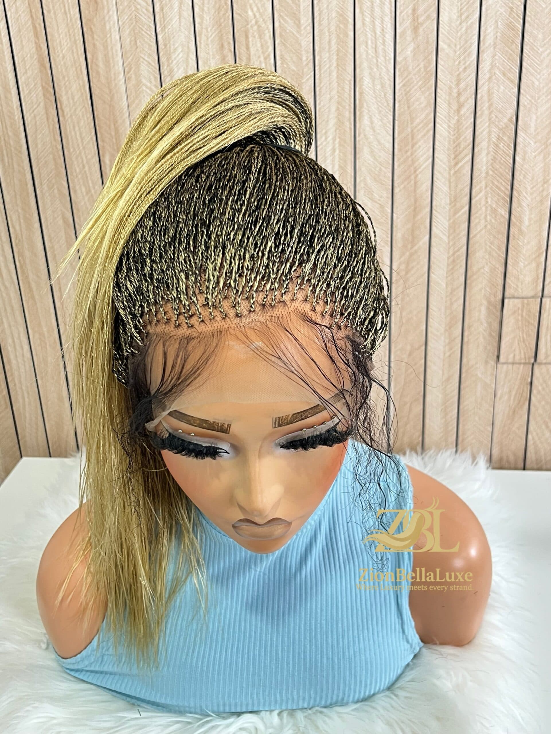 Micro Twist braided Wig 22 inches Blonde Mix ready to ship wig.