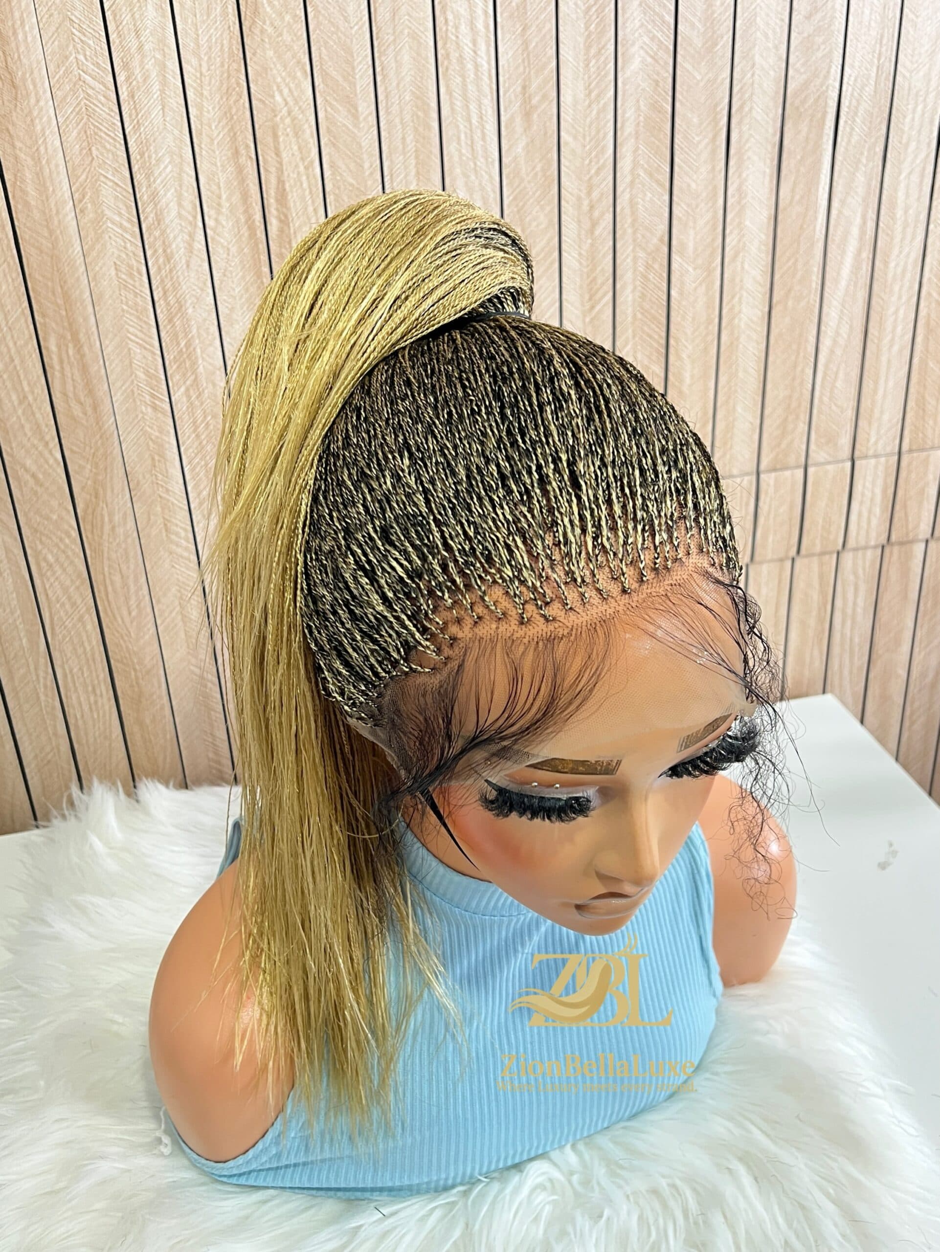 Micro Twist braided Wig 22 inches Blonde Mix ready to ship wig.