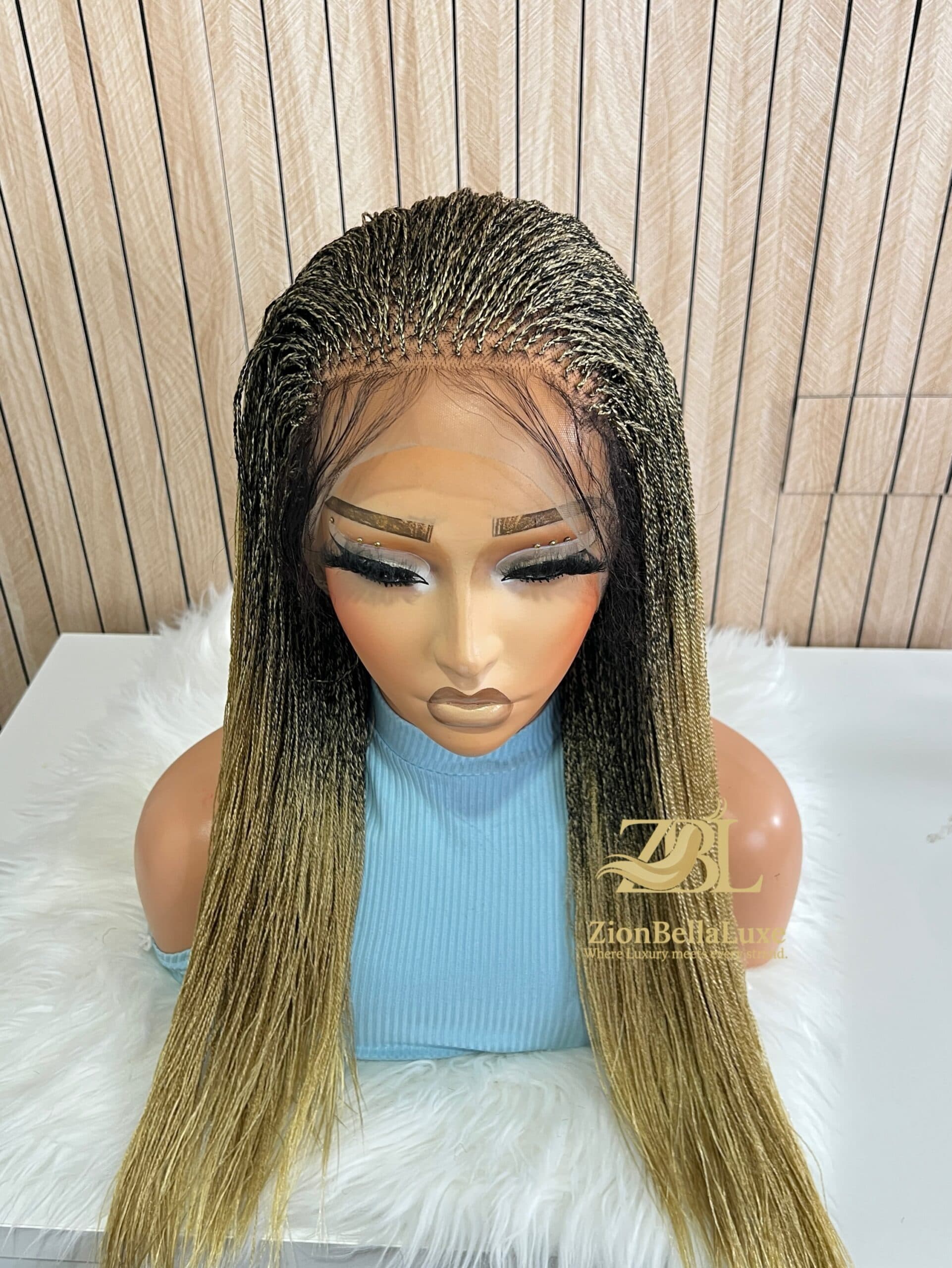 Micro Twist braided Wig 22 inches Blonde Mix ready to ship wig.