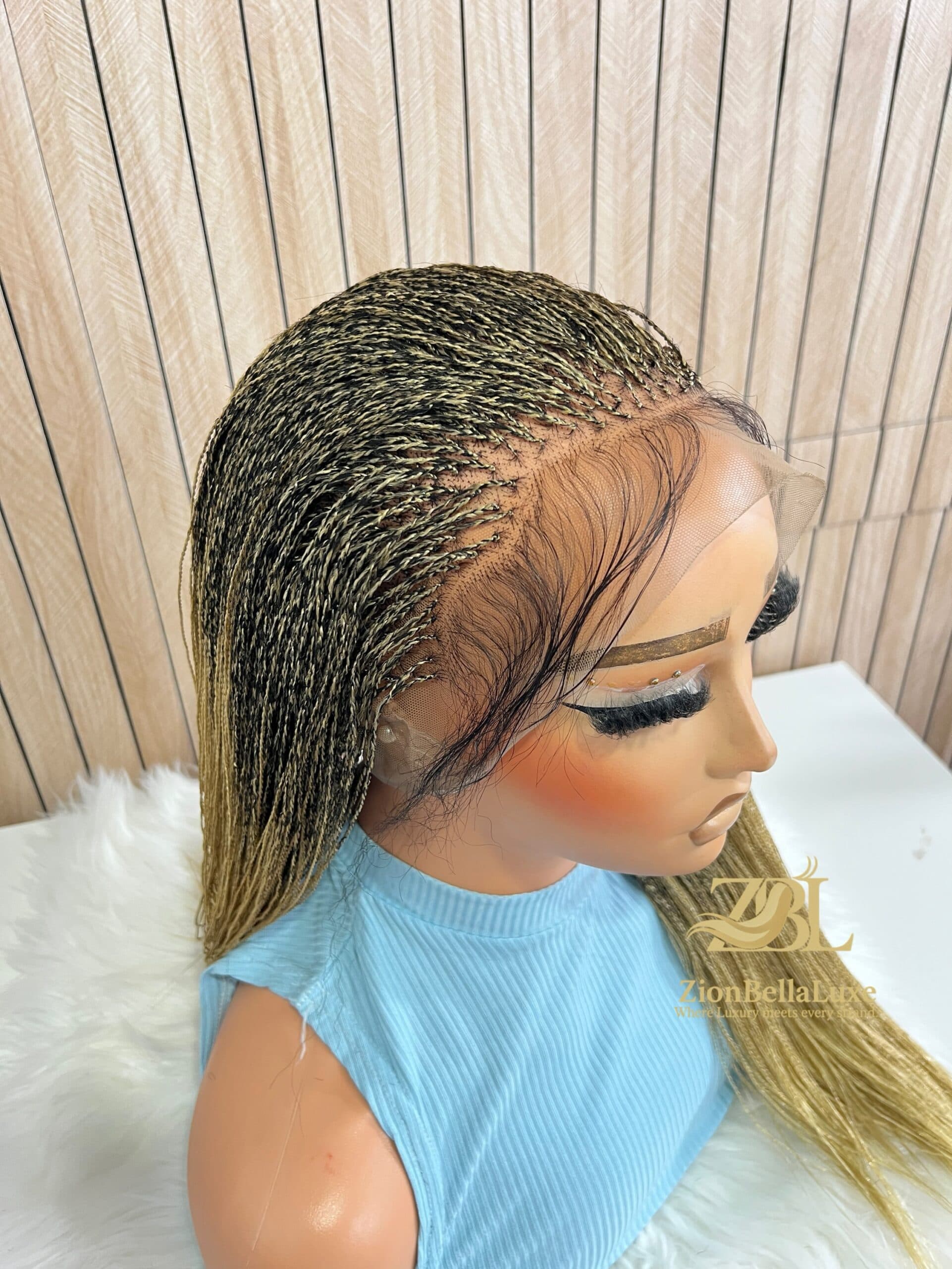 Micro Twist braided Wig 22 inches Blonde Mix ready to ship wig.