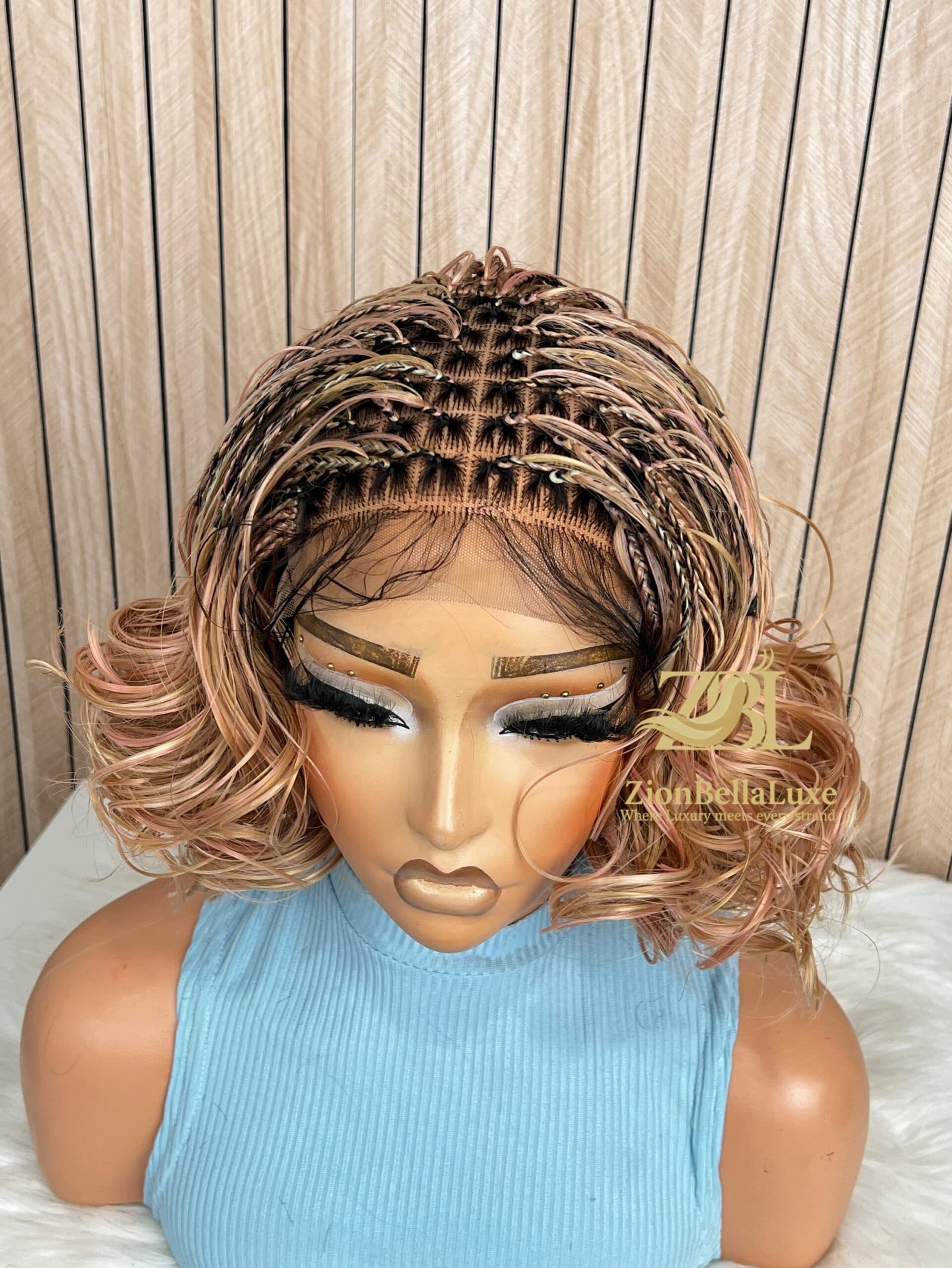 French Curls Bob Lace Front Braids, 12”Box Braids Black Women Wigs.