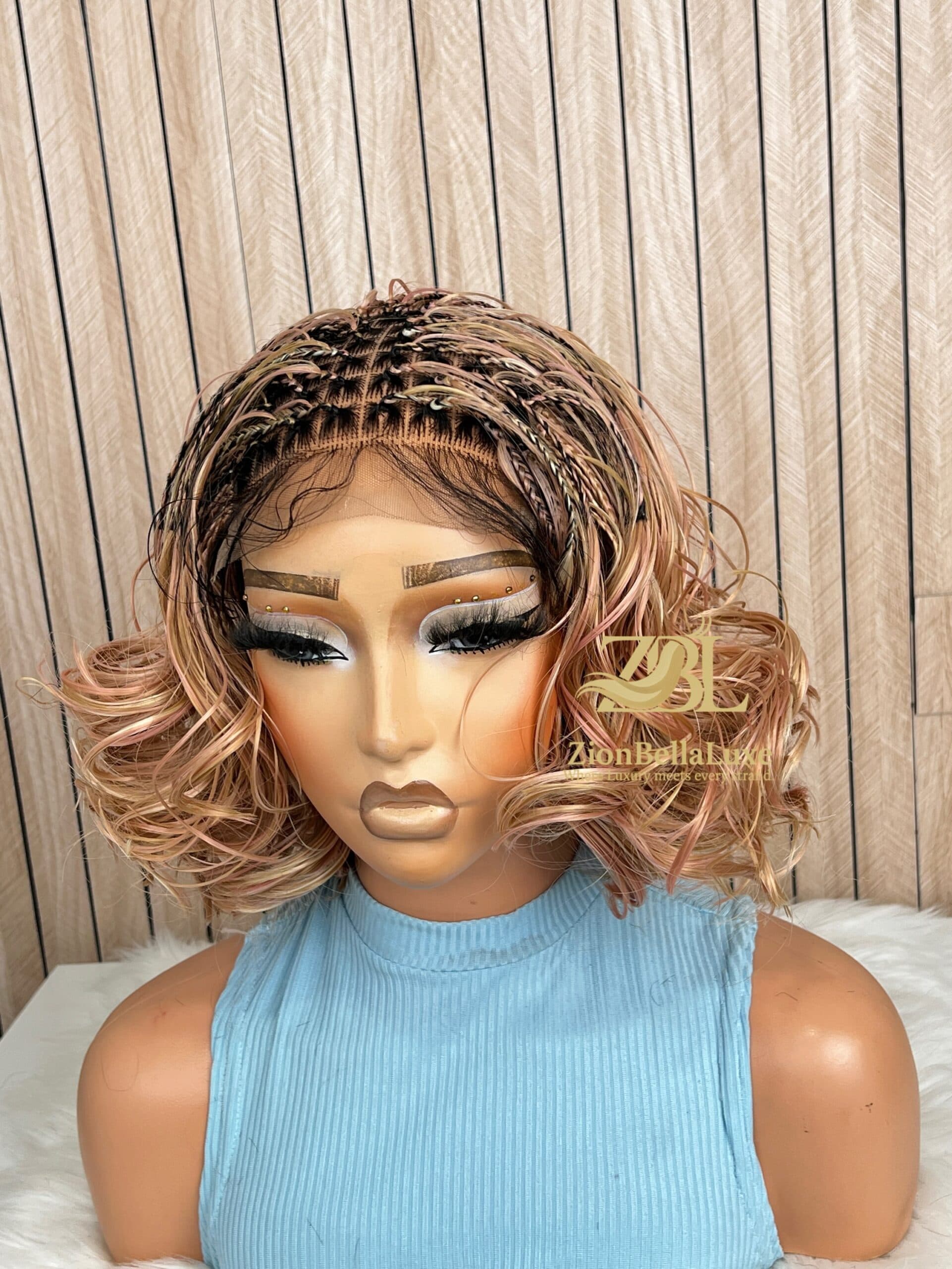 French Curls Bob Lace Front Braids, 12”Box Braids Black Women Wigs.