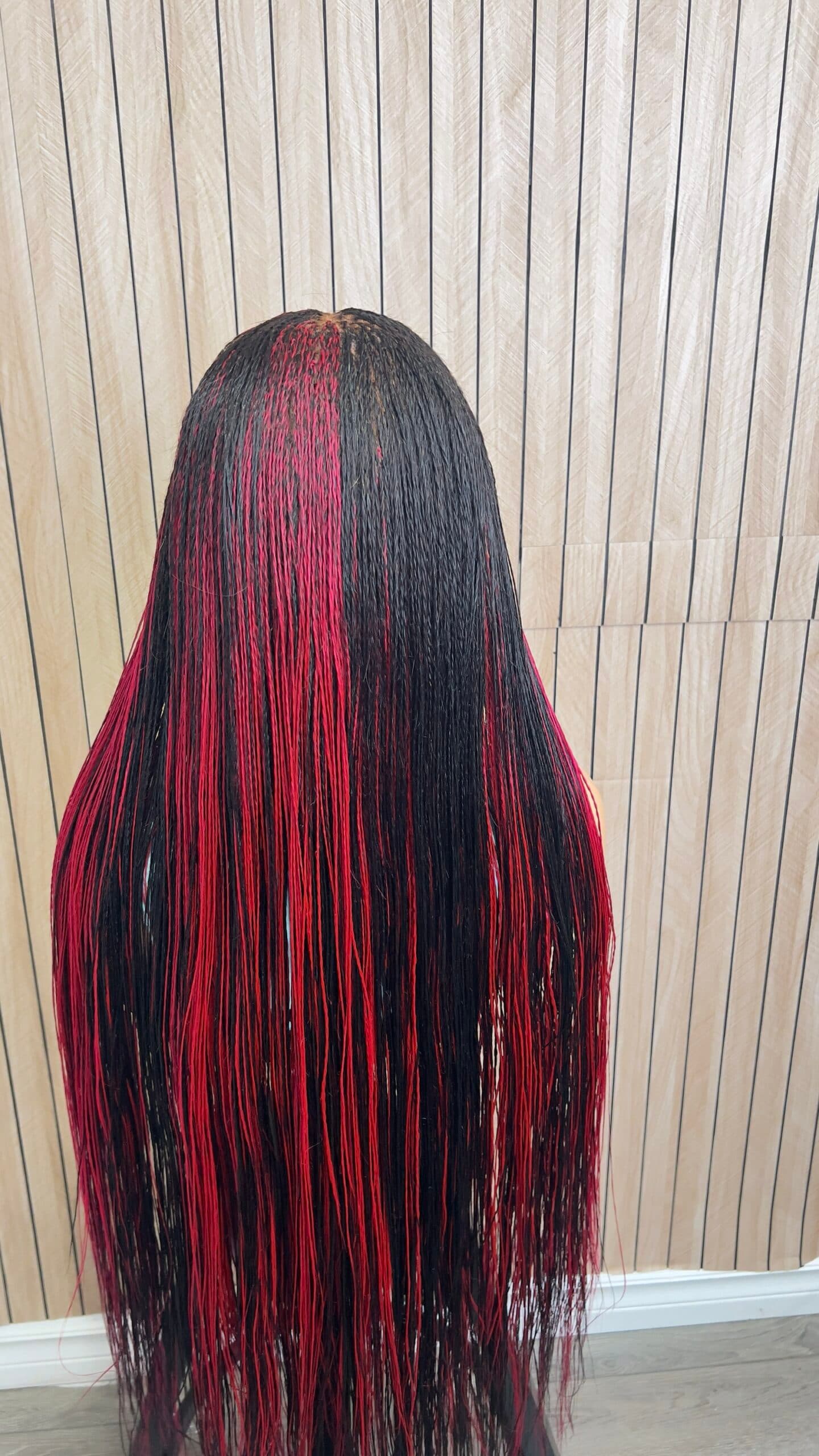 Micro Twists Burgundy Highlights Human Hair Base Swiss Full Lace