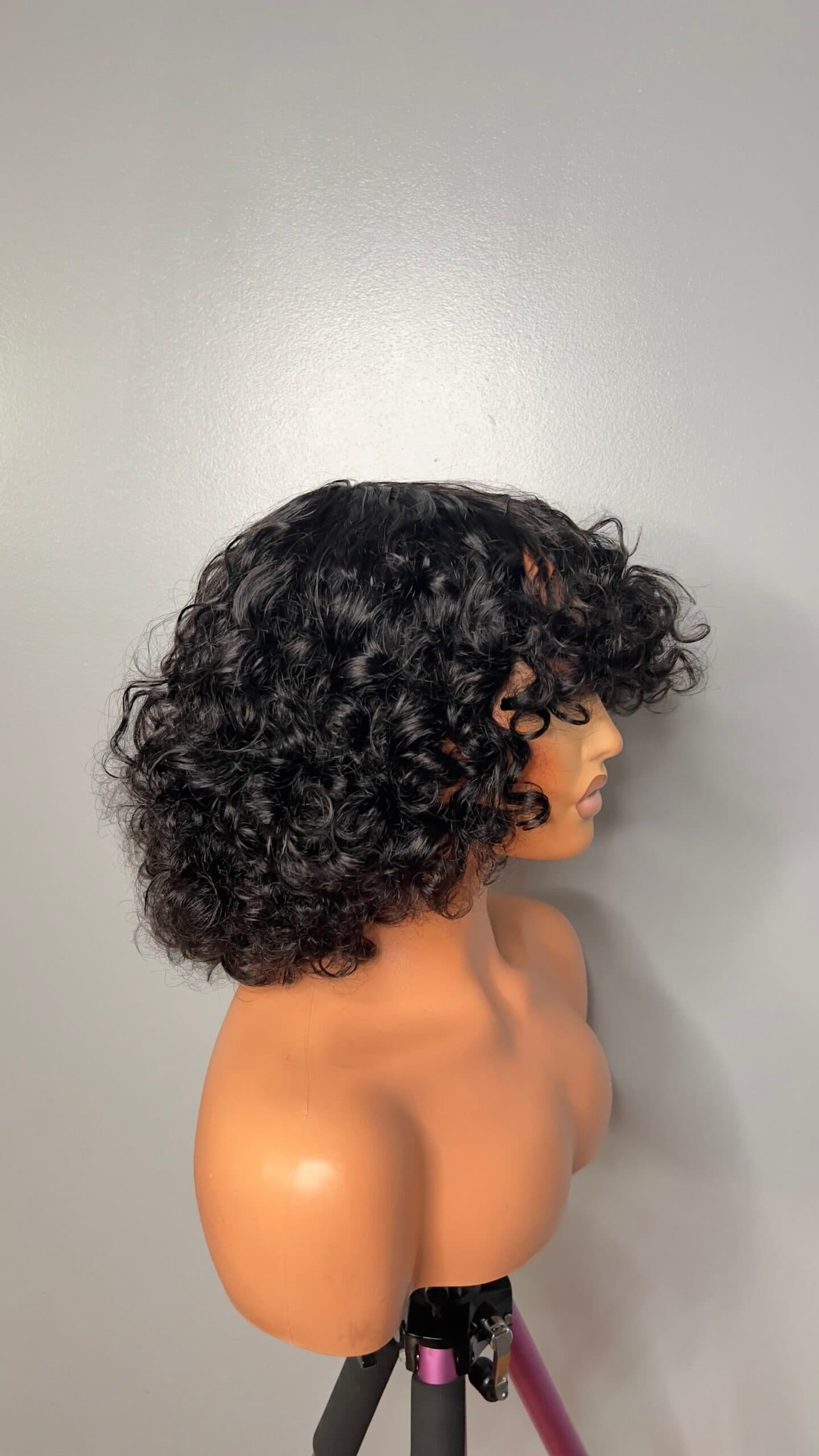 Rose Unit: Curly Hair, Wigs With Bang, Rose curly, Black Wig, Glueless Wig.