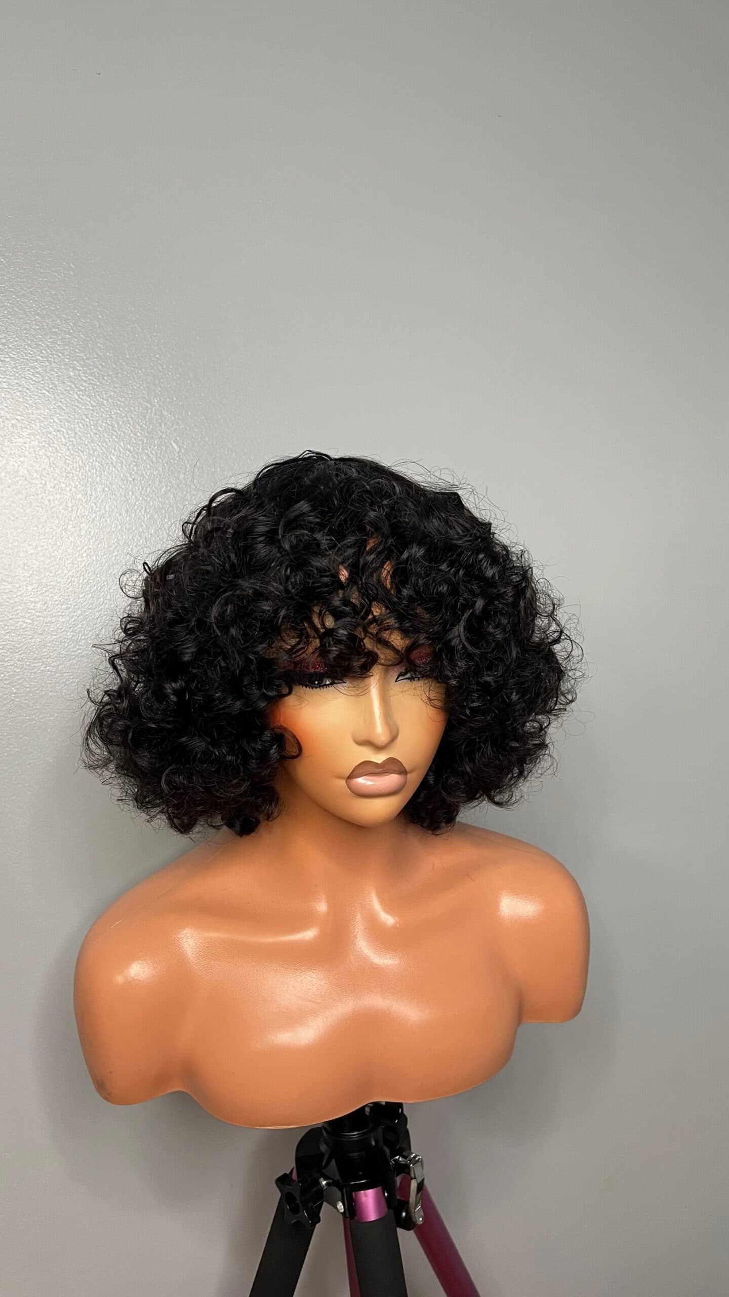 Rose Unit: Curly Hair, Wigs With Bang, Rose curly, Black Wig, Glueless Wig.