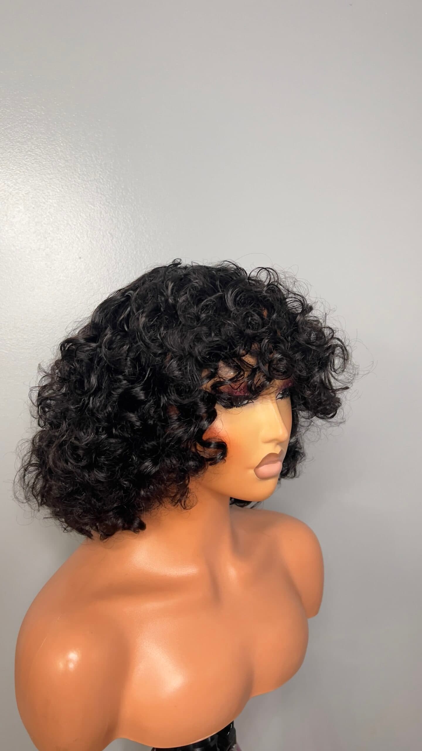 Rose Unit: Curly Hair, Wigs With Bang, Rose curly, Black Wig, Glueless Wig.