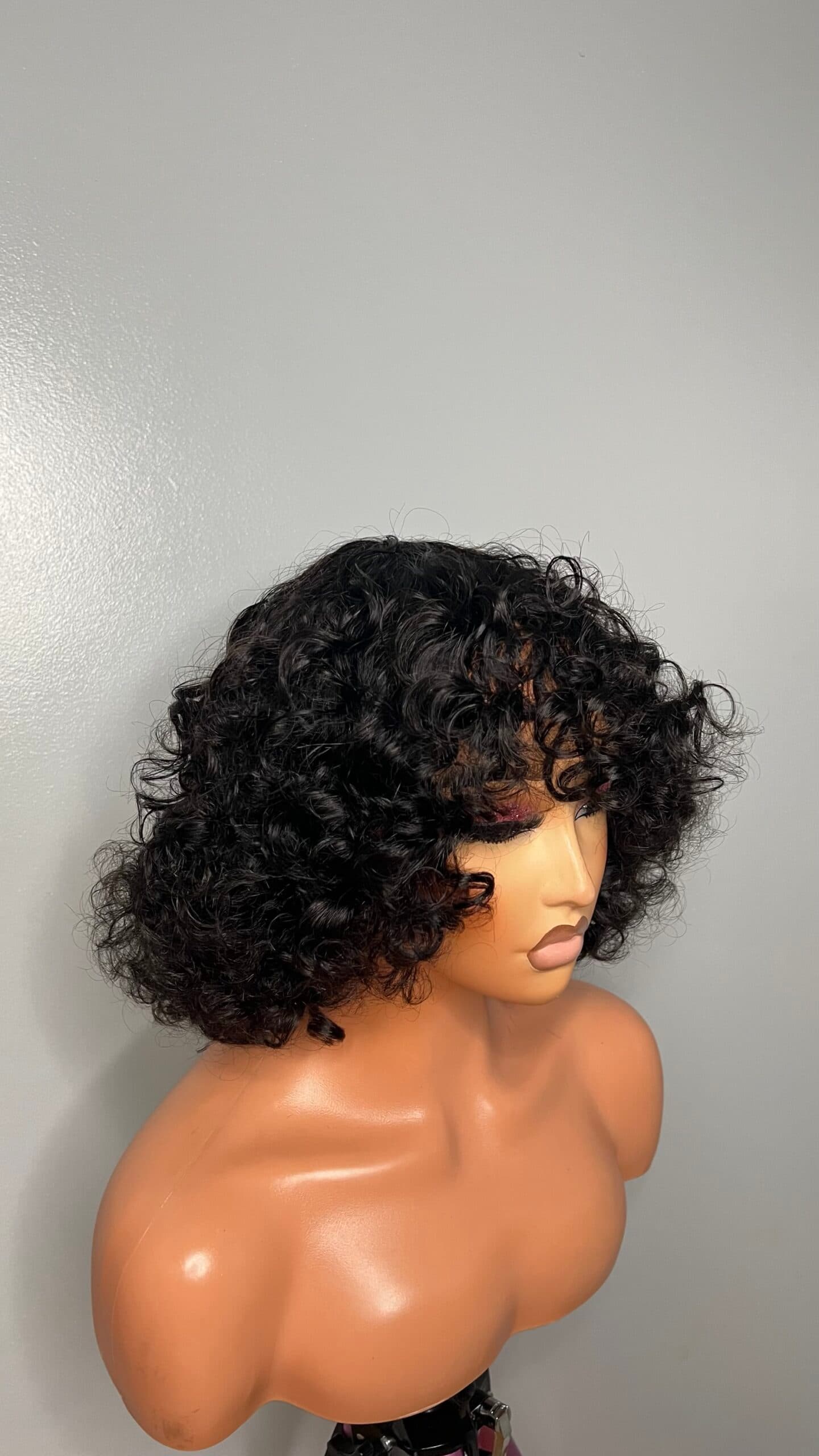 Rose Unit: Curly Hair, Wigs With Bang, Rose curly, Black Wig, Glueless Wig.