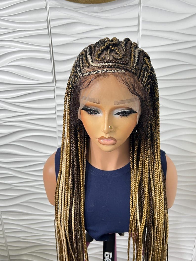 Blonde Cornrow Braided Wig: 28-30 Inch Knotless Box Braids