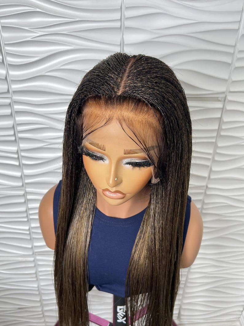 Handmade Blonde Mix Nano Twist Braided Wig: 30 Inches , Full Lace Wig.