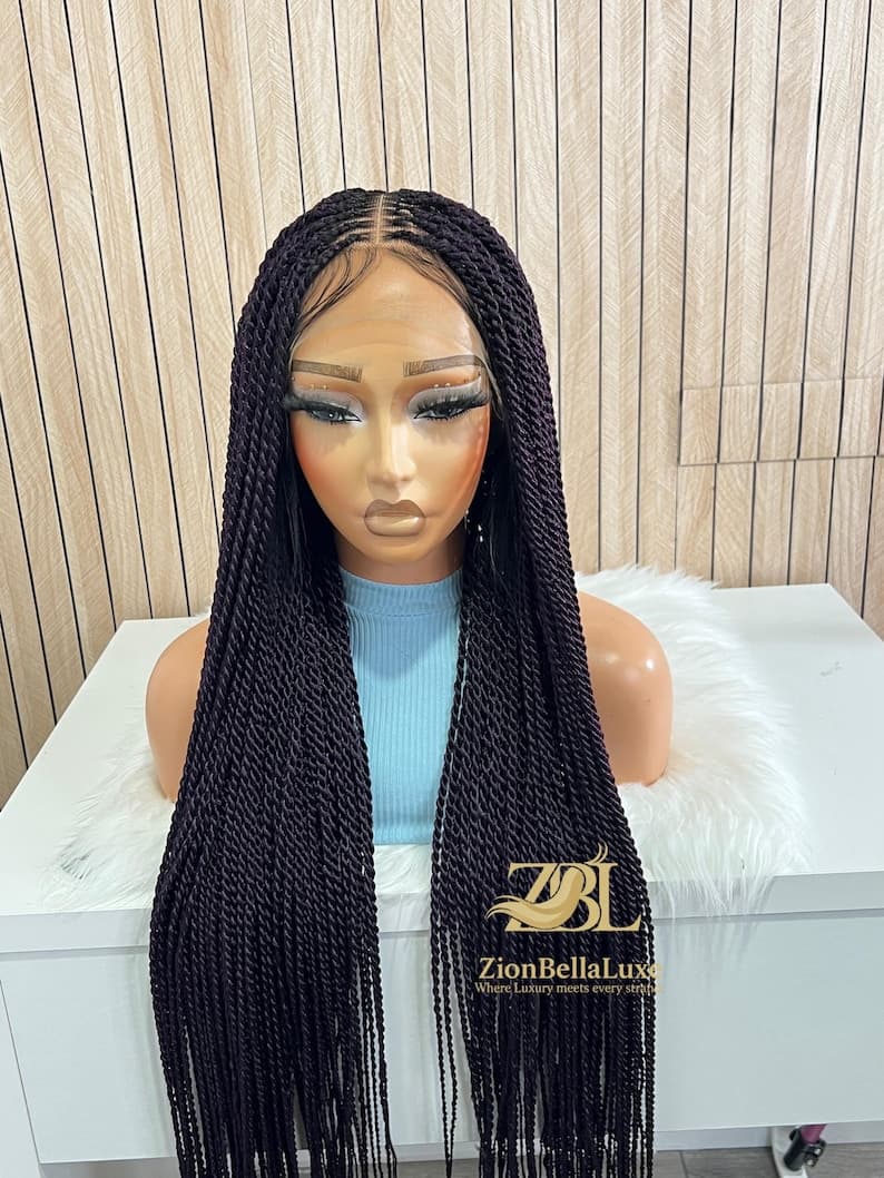 Purple Senegalese Twist Full Lace Front wig, Box Braids knotless , Black women wigs