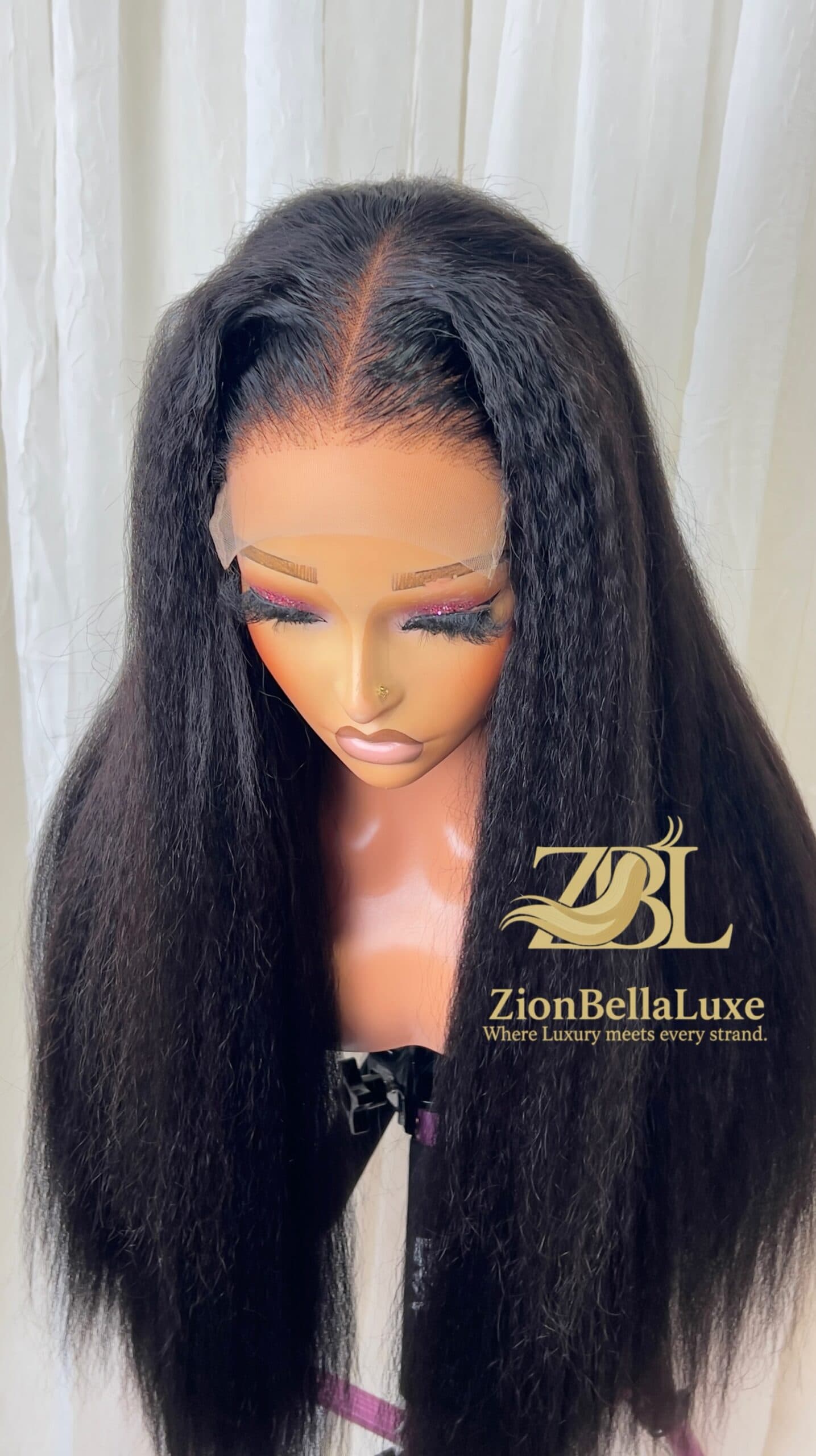 Belle Unit: Kinky Straight Thick Wig, 5*5Transparent Swiss Lace front 28 inches.