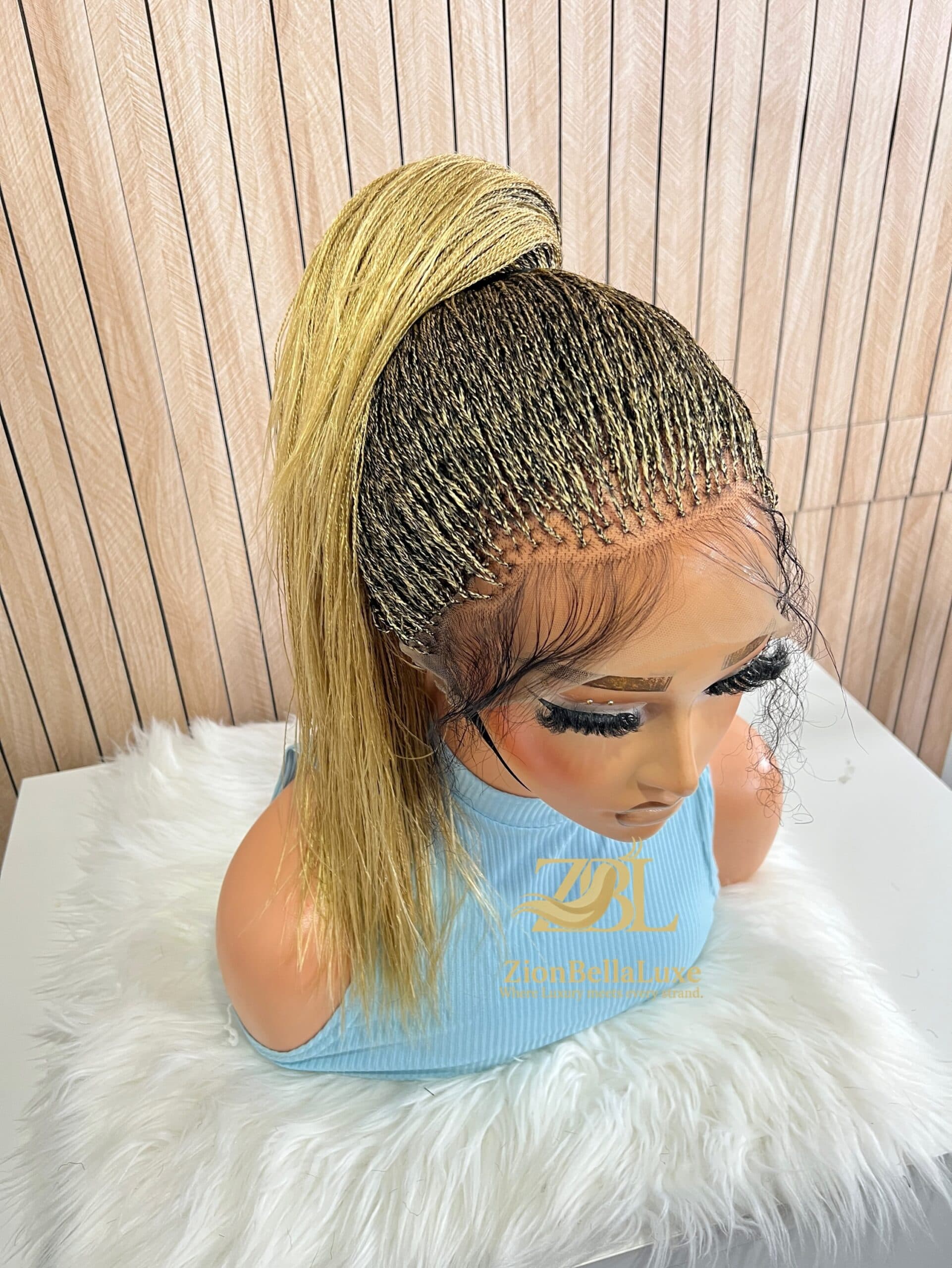 Micro Twist braided Wig 22 inches Blonde Mix ready to ship wig.